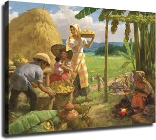 ZJWZJY Philippine Artists Fernando Amorsolo Rural Landscape Poster Decorative Painting Modern Picture Canvas Wall Art Bedroom Office Living Room Decoration (08x12inch Unframed)