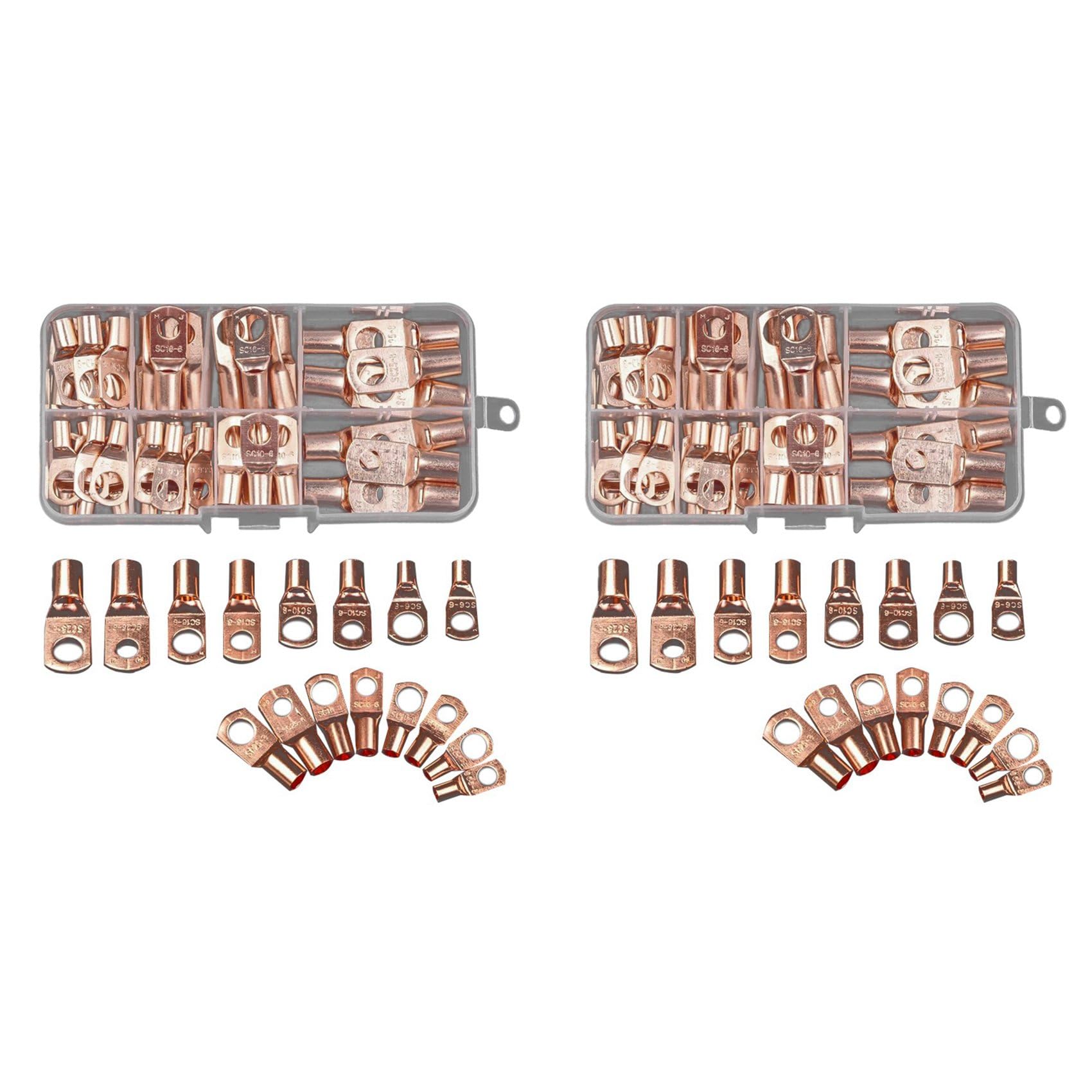Jnchdghwa Photo Color 140Pcs Wire Lug Connector Ring Sc6-25 Copper Connectors Bare Cable Electric Crimp Terminal Connector Kit
