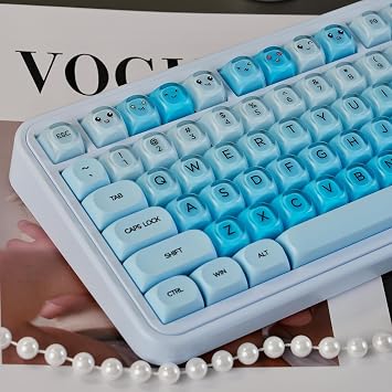 132 Keys PBT Blue Jelly Keycaps Moa Profile Keycaps Set - Cute Keycap Set