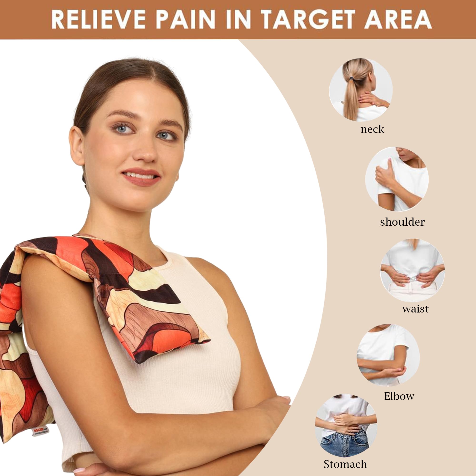 Gordon Long Heating Pad for Neck & Shoulders | 24 x 5.1 Inch Microwavable Moist Heat Pack with Straps | Washable Cover | Weighted Reusable Hot Compress Neck Wrap for Comfort | Raha 4