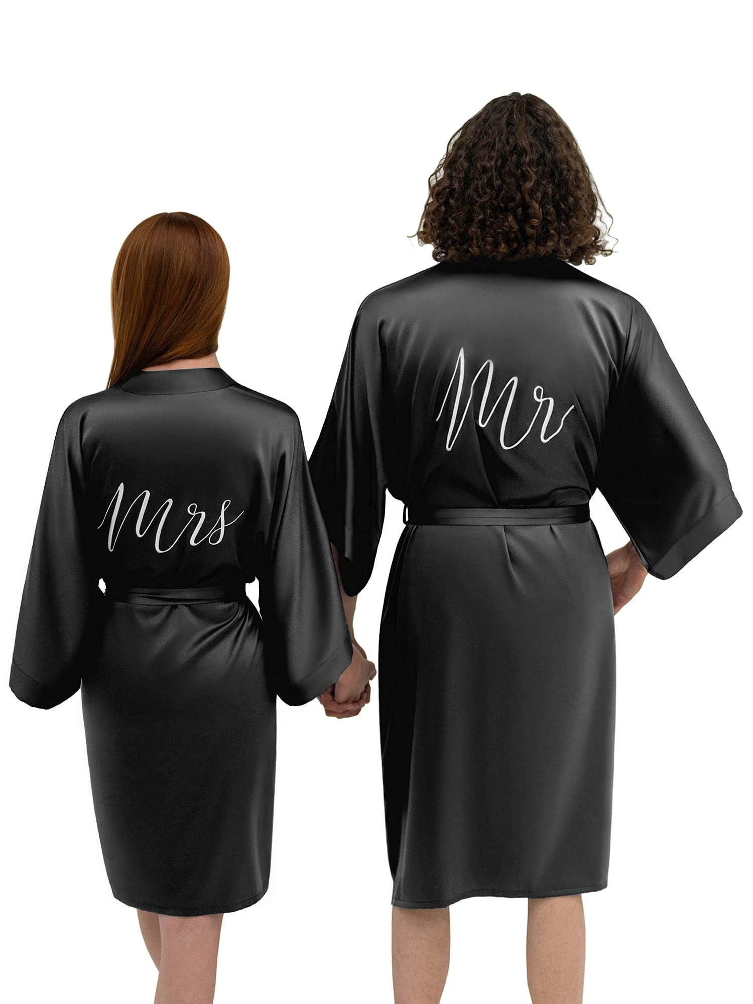 AW BRIDALAW Satin Matching Robes for Couples, His Hers Robes Bridal Robe Nightgown Anniversary Wedding Engagement Gifts