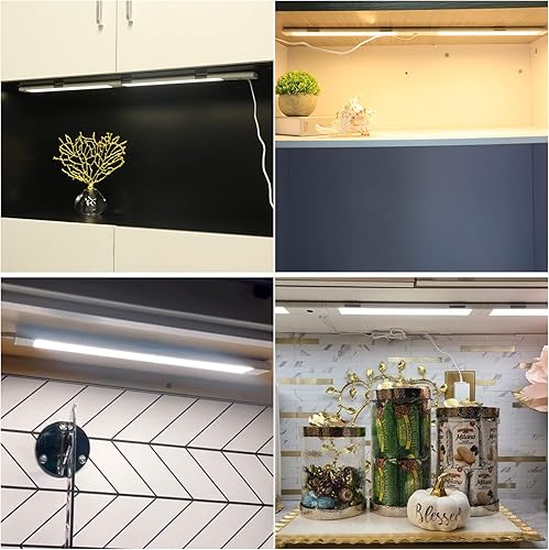 Miniatura 7 de CINOTON Luces regulables continuas para debajo del gabinete, 3 barras de 12 pulgadas activadas por sensor debajo de la encimera luces para cocina