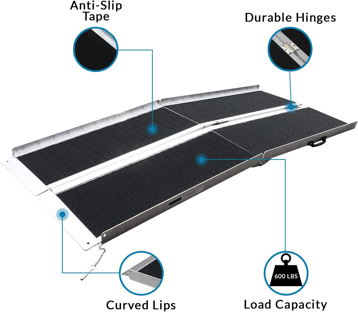 6' (72" X 31") Extra Wide Non-Skid Aluminum Wheelchair Scooter Loading Ramp 6FT, Lightweight Folding Portable Traction Ramp