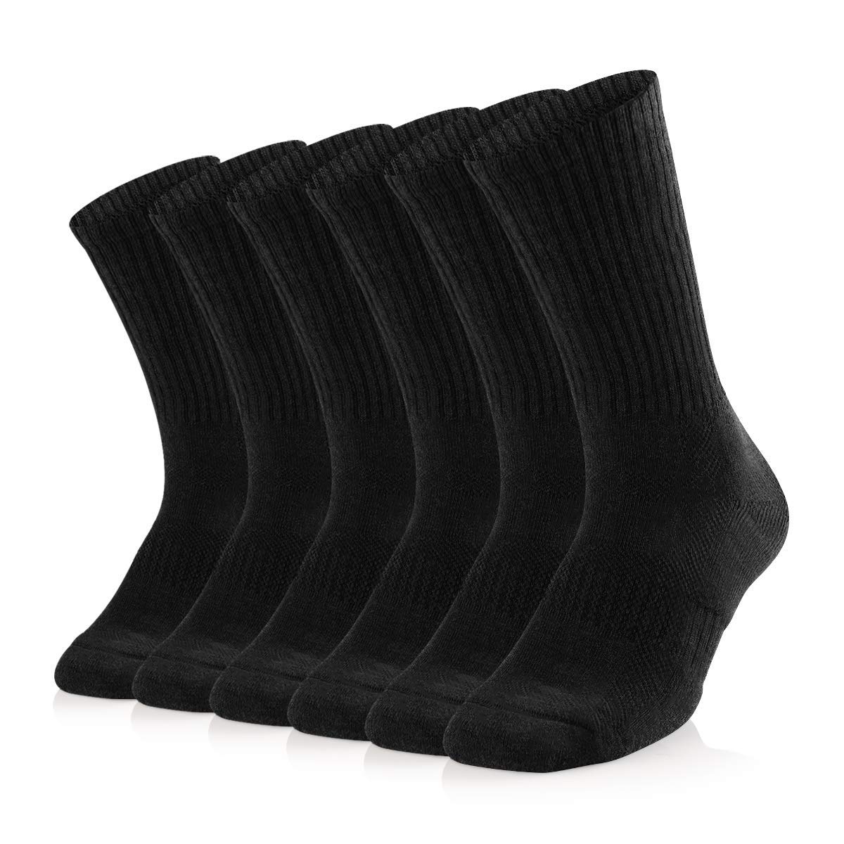 Unisex Cushioned Crew Training Athletic Socks Men & Women with Combed Cotton Moisture Wicking Breathable Performance