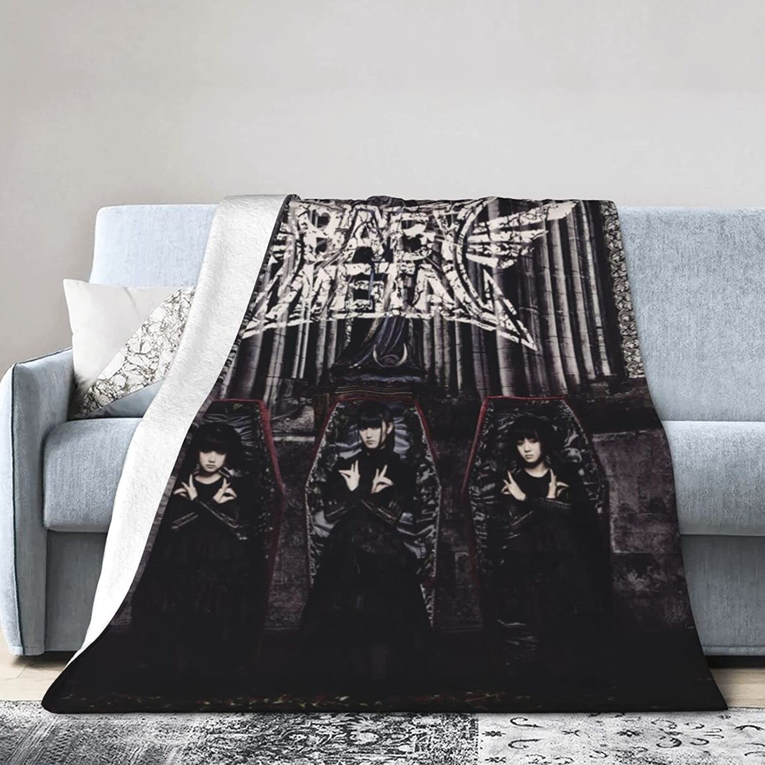 YINGD Babymetal Throw Blanket for Couch Sofa Fluffy Microfiber Throw Soft, Cozy, Lightweight Suitable for Bed,Sofa,Chair, Camp Bed Livin 150CM X 125CM