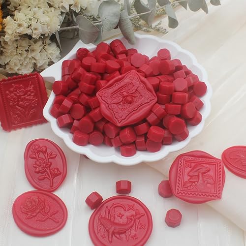 Miniatura 6 de 600 cuentas de sello de cera, cera roja Andotopee para sellos de sellos, cuentas de cera de sellado premium, paquete de repuesto de pellets de cera