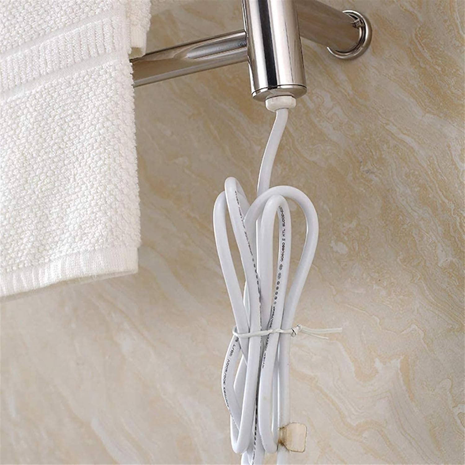 Heated Towel Rail Rails Towel Warmer Towel Heater Electric Towel Rack Waterproof Wall-Mounted 304 Stainless Steel Curved Towel Rack Home Bathroom Accessories (Color : Pluginwiring