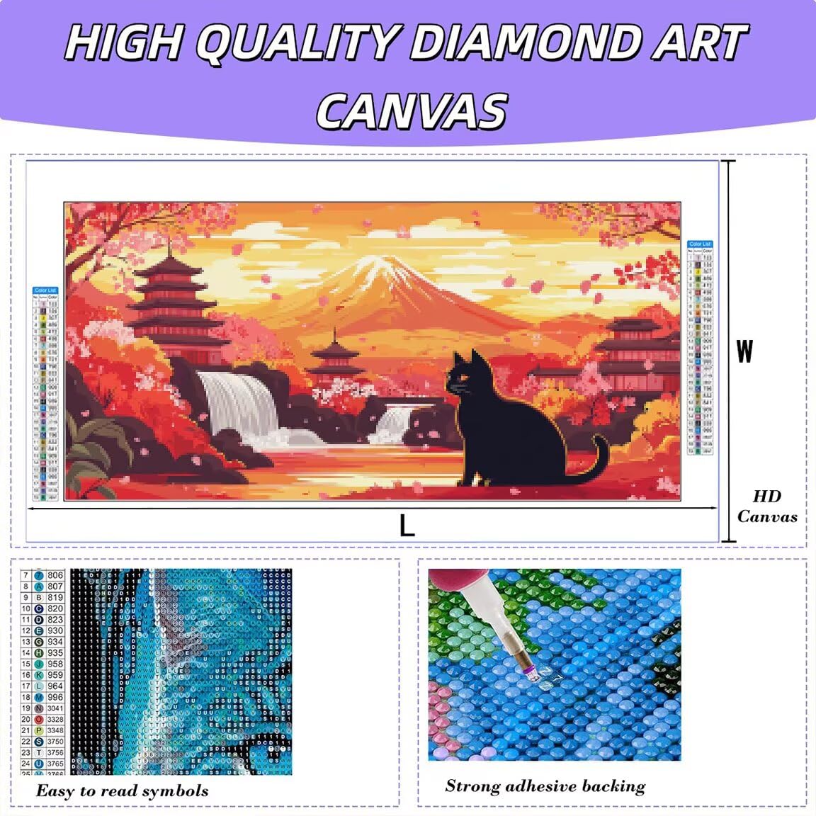 Diamond Painting Kit Completo Giappone, 5D Pittura Diamante 100x50cm -0296