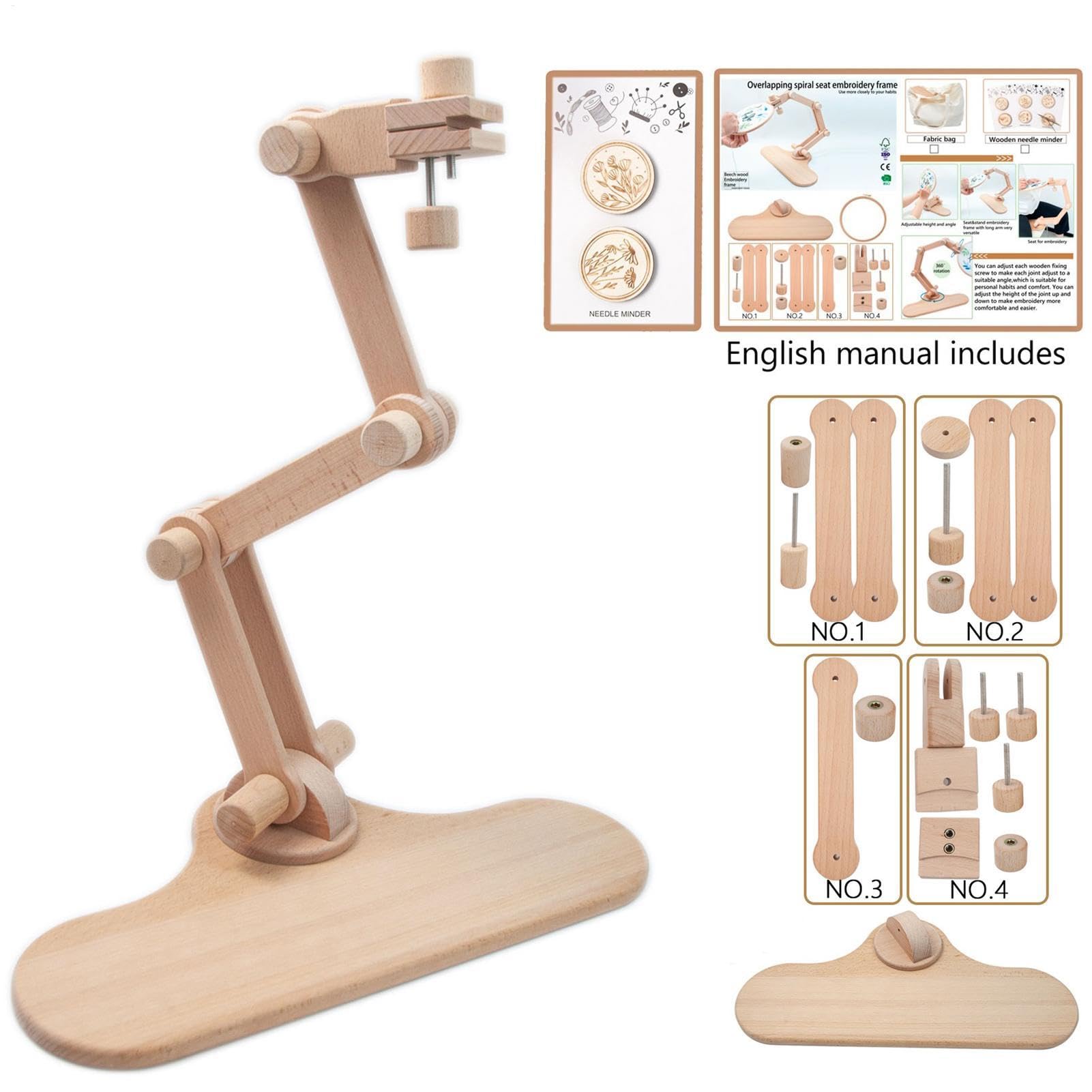 Soporte para bordado - Bastidor de bordado ajustable para manualidades - Soporte de bordado giratorio ajustable para costura arte costura costura