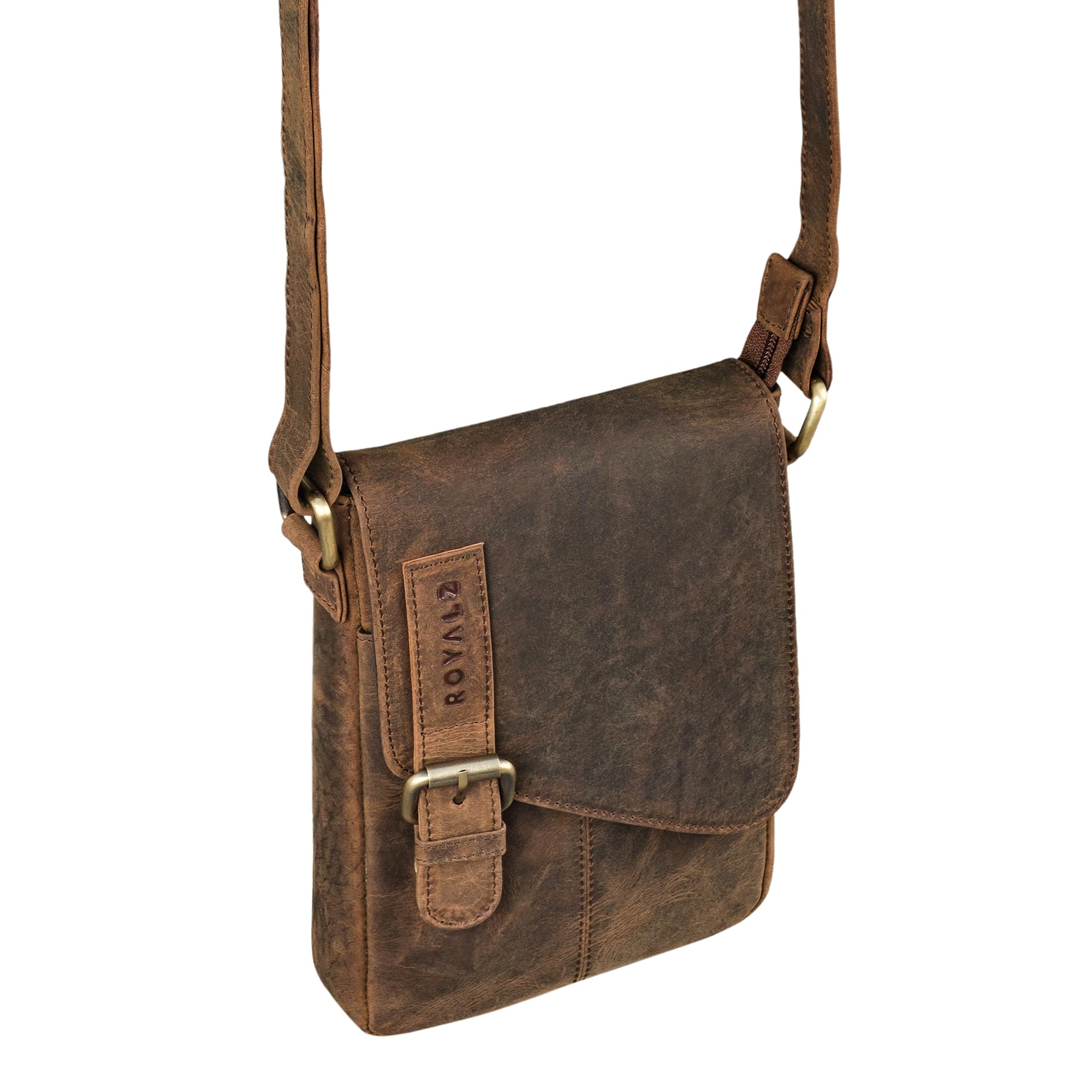 ROYALZ 'Louisiana' borsello tracolla in pelle per uomo piccola borsa vero cuoio stil vintage massaner elegante mini