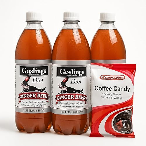 Goslings Cerveza de jengibre Diet de 33.8 onzas líquidas (paquete de 3) | Cerveza de jengibre sin calorías, sin azúcar, sin alcohol, mezcladora