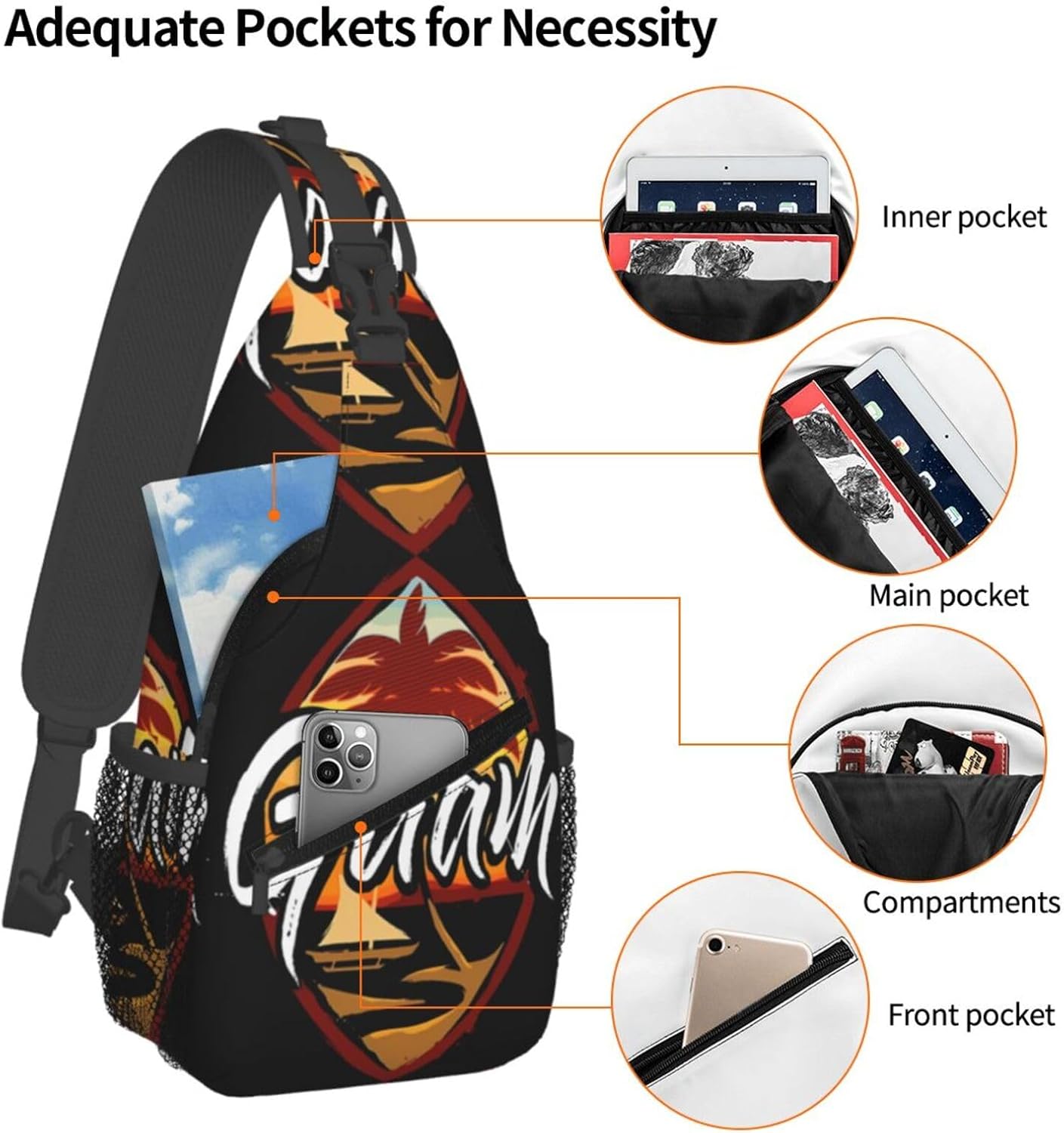 Guam Seal Guamanian Pride Palm Trees Sling Bag Casual Crossbody Bag Sports Shoulder Backpack Travel Chest Pack Cycling Cross Bags Gym Hiking Daypack - Image 3