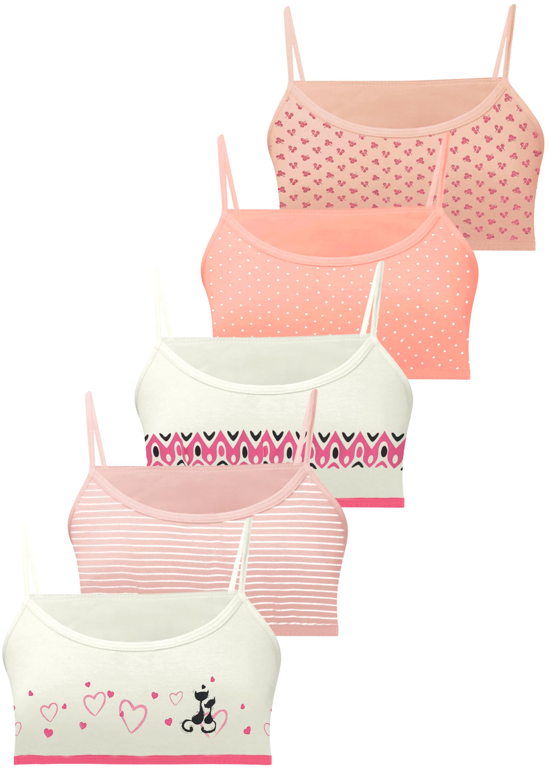 LOREZA ® 5 Brassières en Coton pour Fille sous-vêtements Soutien-Gorge de Sport Tailles 10 à 15 Ans