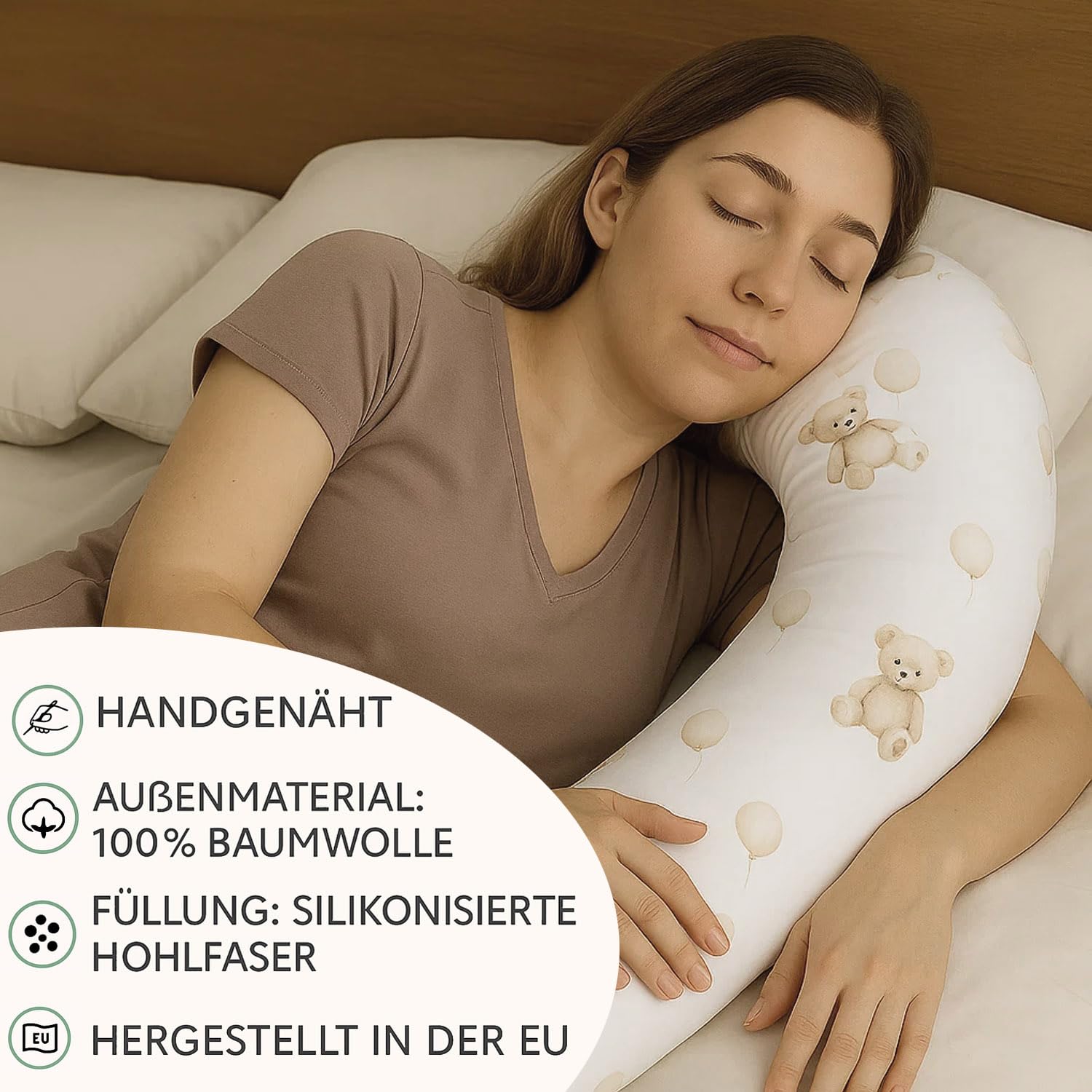Bettschlange Stillkissen – Weiche Bettrolle & Seitenschläferkissen – Vielseitiges Lagerungskissen für Erwachsene & Deko (400 cm)