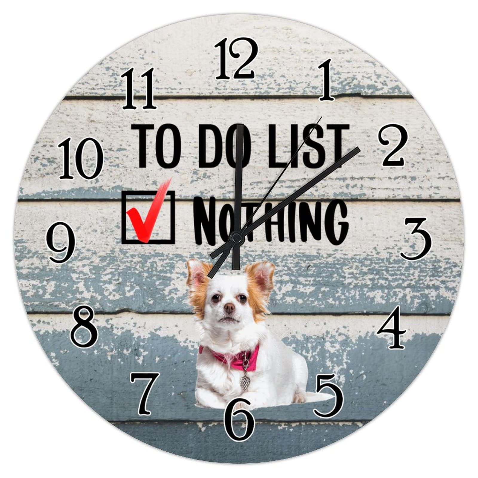 Horloge murale chihuahua en bois de 38 cm silencieuse pour décorer votre bureau
