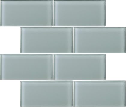 TCSAG-05 3x6 Light Grey Glass Subway Tile -Kitchen and Bath Backsplash Wall Tile 1sqt