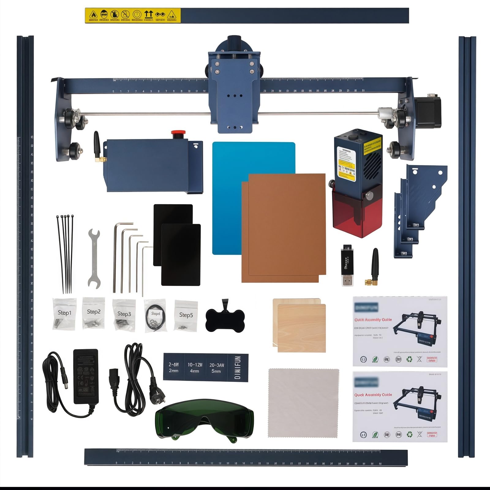 Minimáquina de Grabado y Corte, cortadora de Escritorio con área de Trabajo de 330 x 330 mm y múltiples Protecciones de Seguridad, para Grabar Madera, acrílico, Papel, plástico, Cuero y Hojas