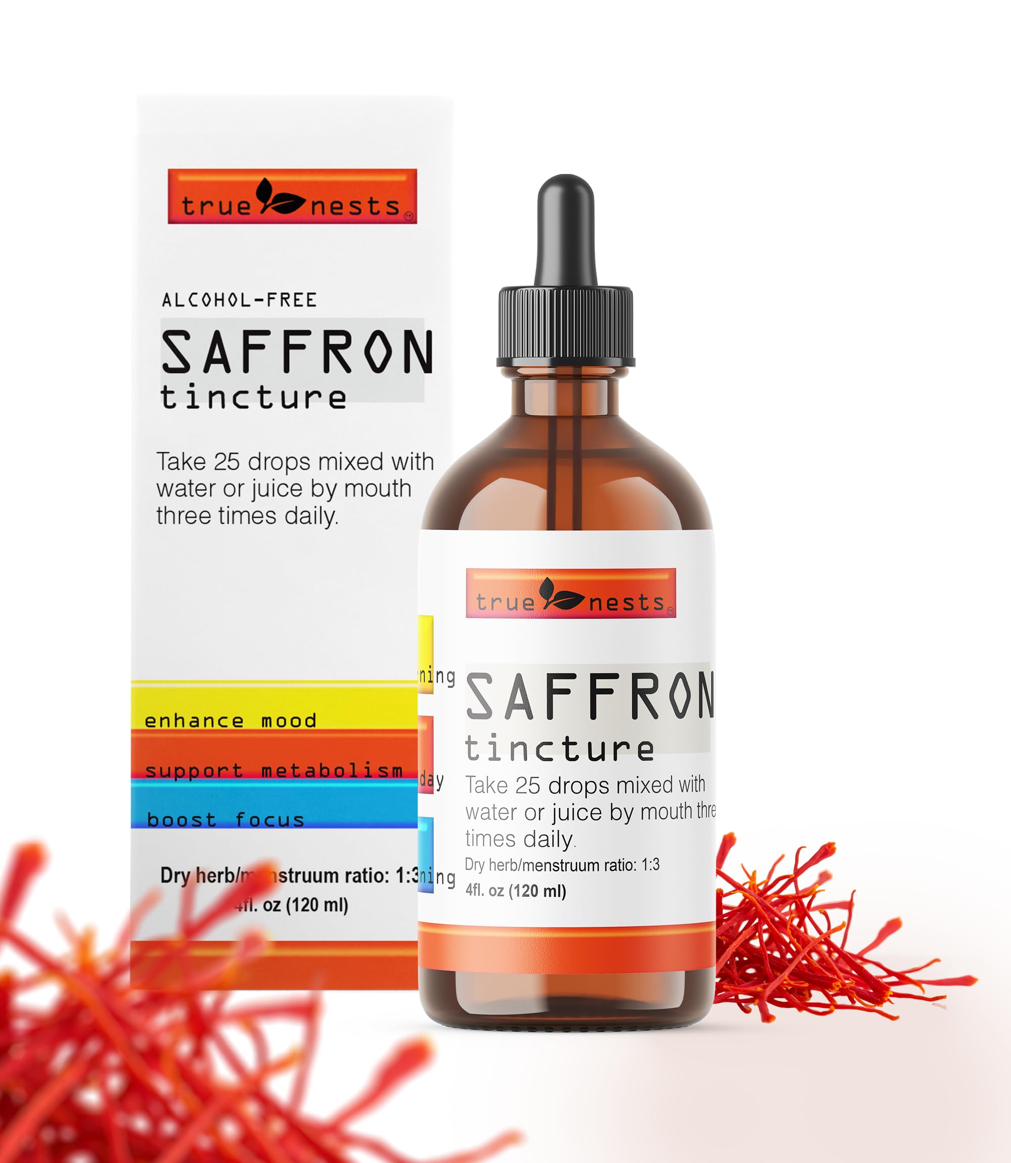 Organic Saffron Tincture – Pure Extract Drops – Premium Liquid Herbal Supplement – Natural, Vegan, Non-GMO – 4 oz