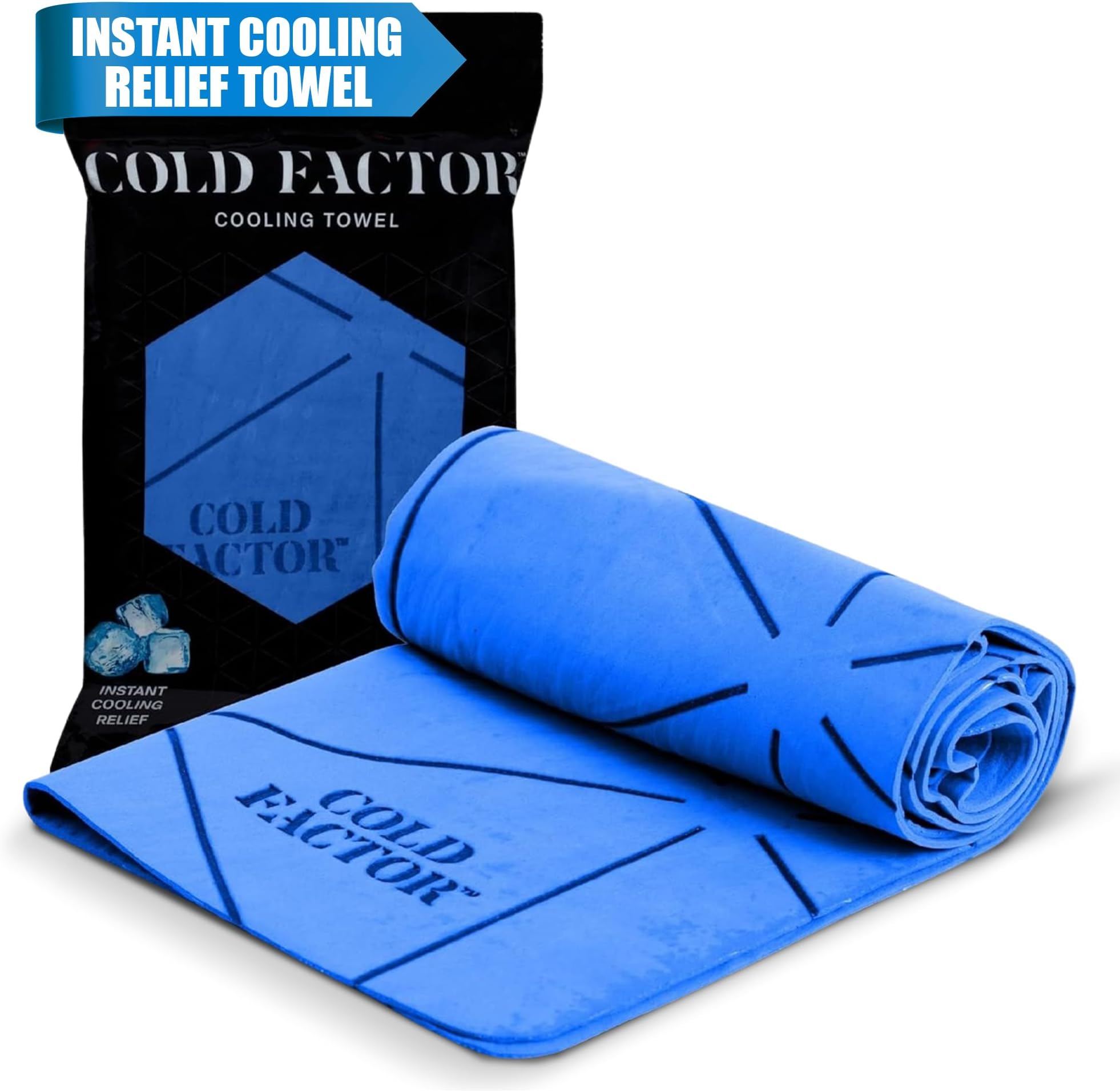 COLD FACTOR Cooling Neck Towel-Chill Pad Lasts 5 Hours Premium PVA Cooling Towel for Neck and Face-UPF 50+(Blue)