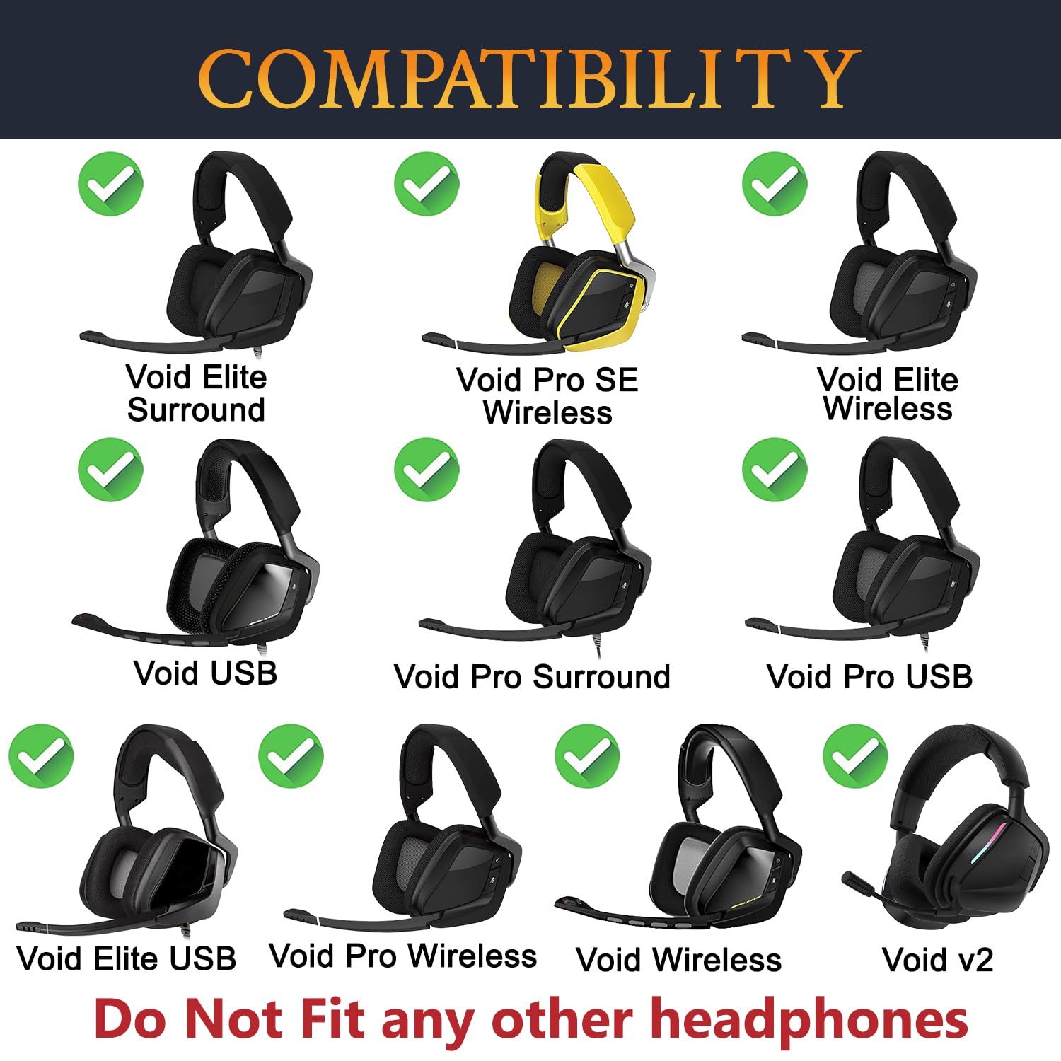 SOULWIT Mesh Fabric Replacement Earpads for Corsair Void/Void v2/Void Pro/Void Elite/Surround Wired & Wireless RGB USB Gaming Headsets, Ear Pads Cushions with Noise Isolation Foam - Black