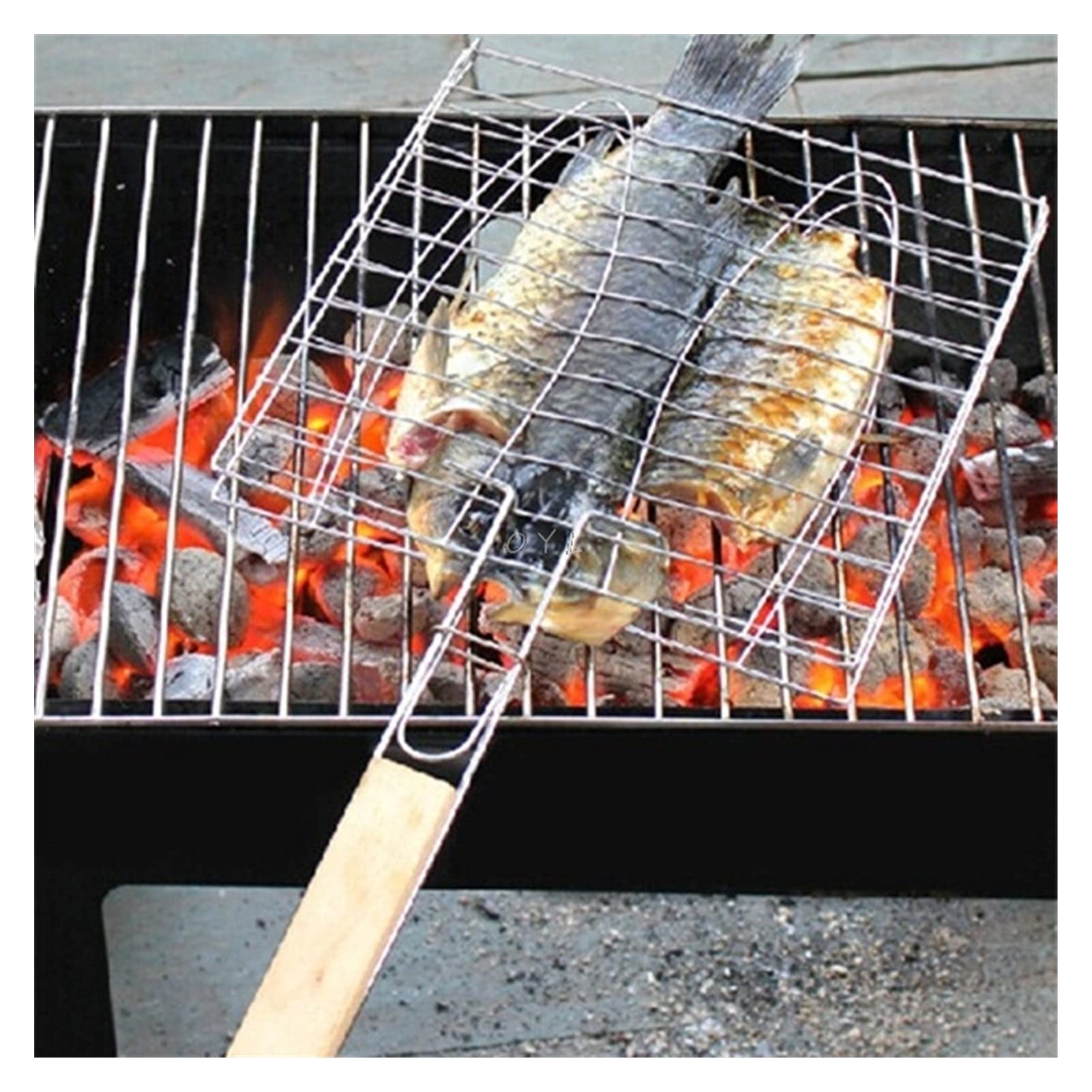 QINGGANGLING999 BBQ Cesto Netto Durevole BBQ. Barbecue Cestino per griglia per Pesci Gamberetti vegetali Frutta Carne da Campeggio Cucina rotisserie Accessori Parti Grid di Cucina
