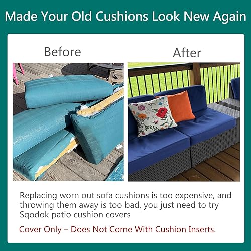 Miniatura 7 de Sqodok - Fundas de cojín de patio, impermeables, para muebles de exterior, paquete de 4 fundas de cojín de patio de repuesto para sofá modular,