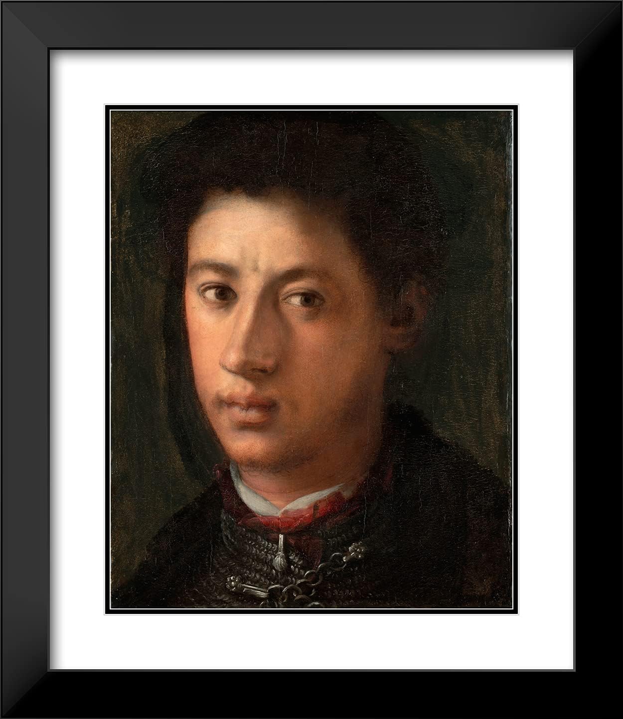 ArtDirect Pontormo, (Jacopo Carrucci) 20x23 Black Modern Framed and Double Matted Art Print Titled Alessandro de' Medici