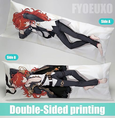 Miniatura 5 de Anime Game Genshin Impact - Funda de almohada para el cuerpo de Diluc masculino estampado de doble cara 59 x 19 pulgadas funda de almohada