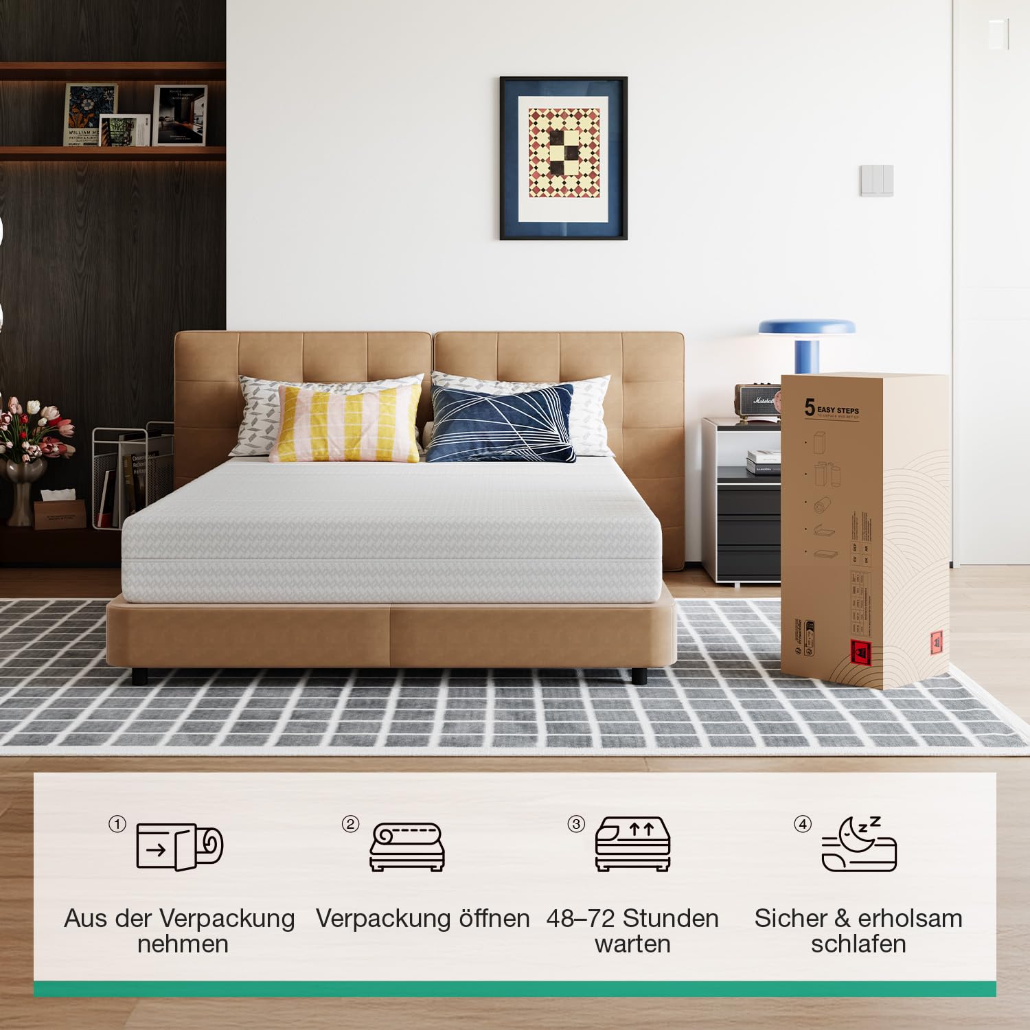 Novilla 140x200 cm Matratze Kaltschaummatratze H3/H4 Härtegrad 7-Zonen Komfortschaum Matratzen Atmungsaktiver Komfort Rollmatratze mit Abnehmbarer Stoffbezug Oeko-TEX Höhe 18 cm