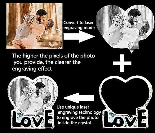 Miniatura 6 de Marco de fotos de cristal personalizado en forma de corazón para cumpleaños, Navidad, aniversario de boda, regalo del día de San Valentín para