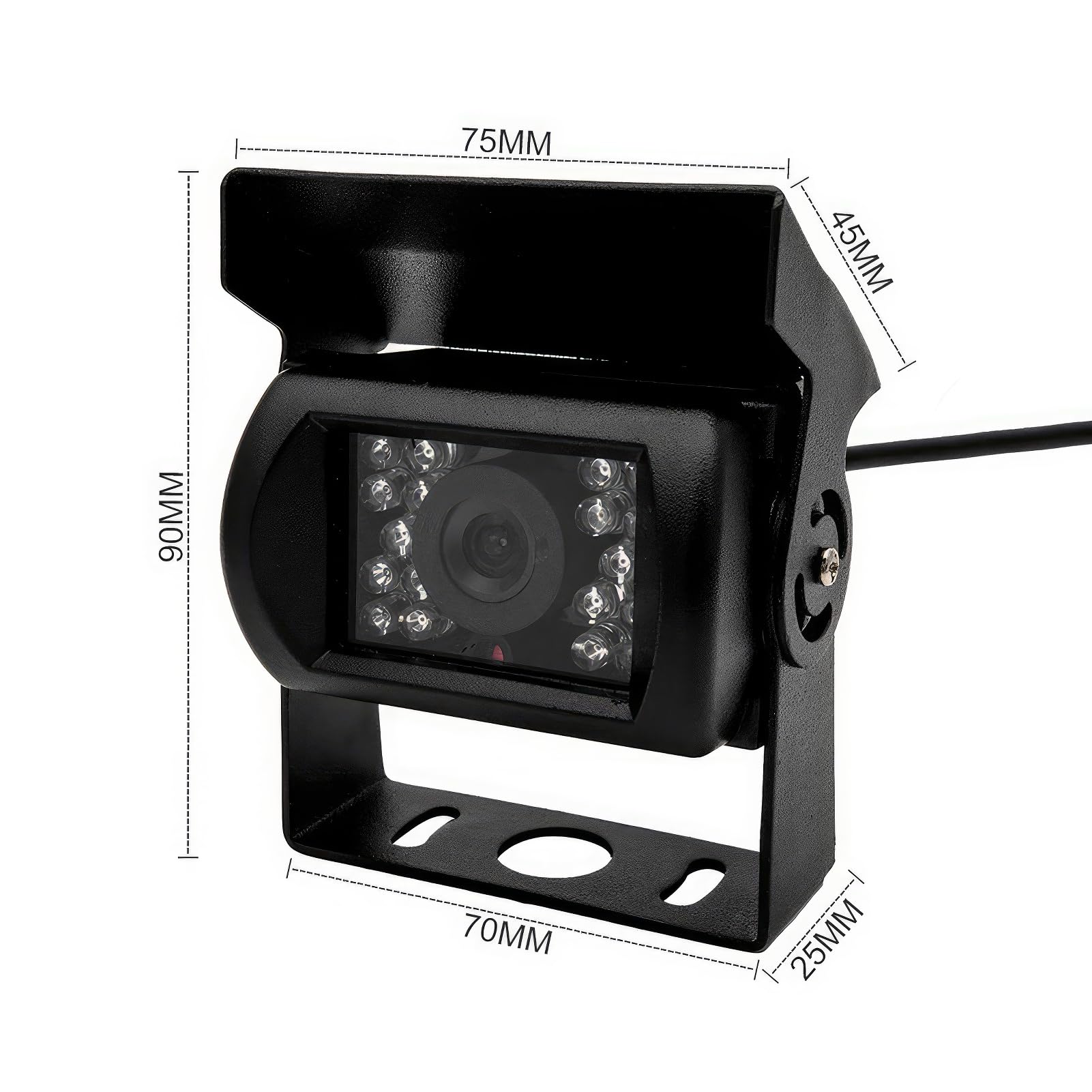 Riloer Telecamera di retromarcia per auto, telecamera di backup HD 9V-36V, telecamera CCD con vista frontale impermeabile per camion rimorchio autobus, con 18 LED a infrarossi per visione notturna