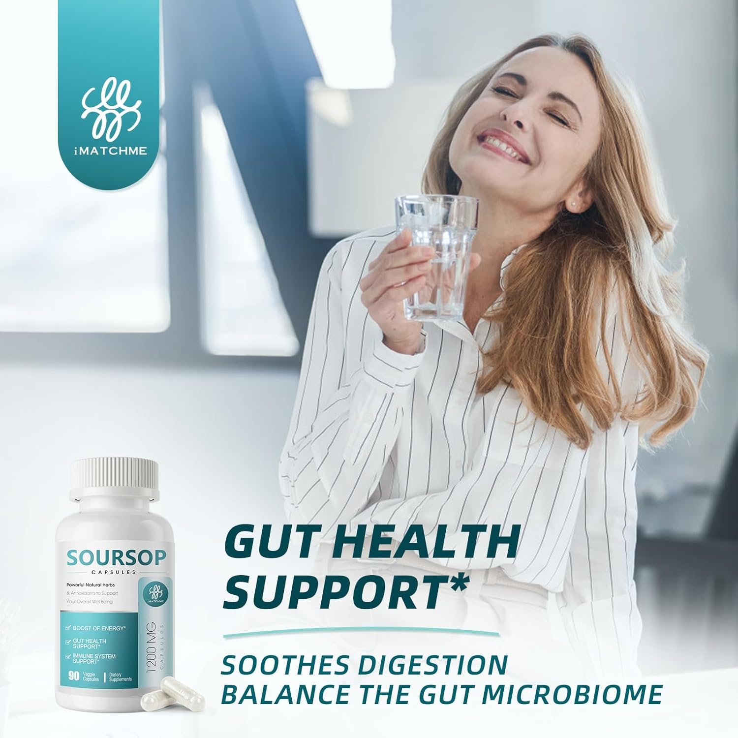 Soursop Graviola Capsules 11 in 1 Soursop Supplement for Gut Health, Immune System, Antioxidant Support, Herb Daily Supplements with Moringa, Black Seed, Turmeric,Vegan, Non-GMO, 90 Capsules