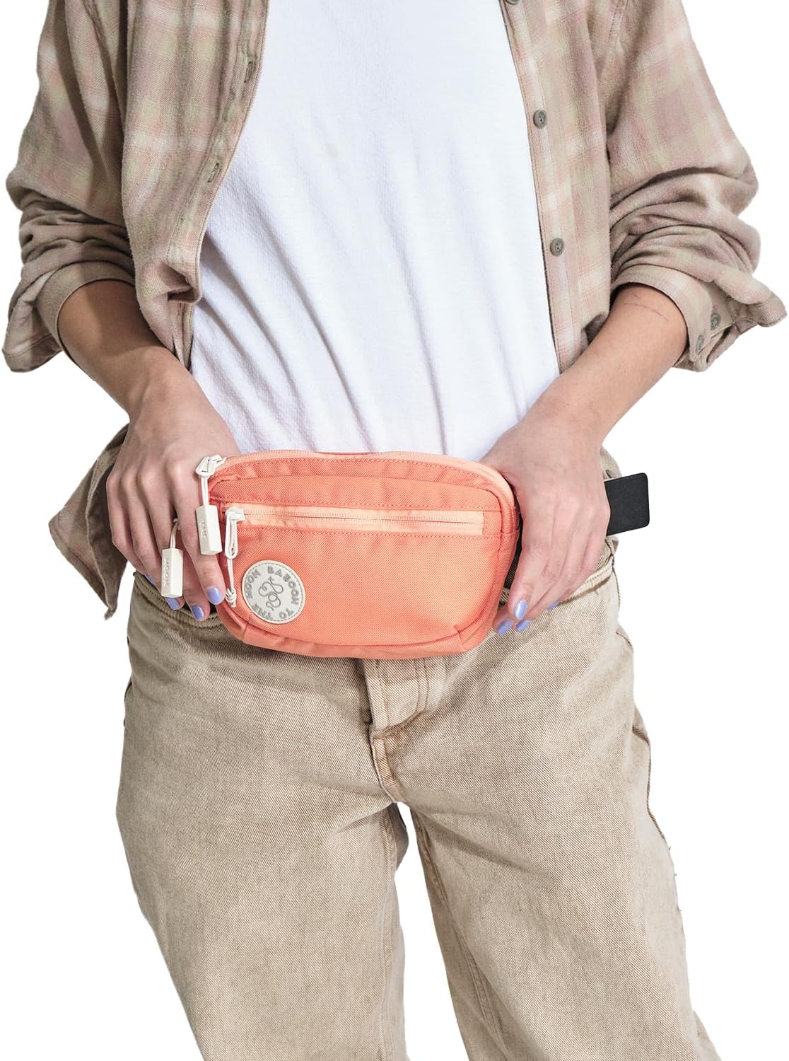 Baboon to the Moon Fanny Pack Mini 1.5L Compact Waist Bag Water Repellent Crossbody Belt Bag Lightweight Travel Everyday Bag for Men Women, Sunset Coral - Image 5