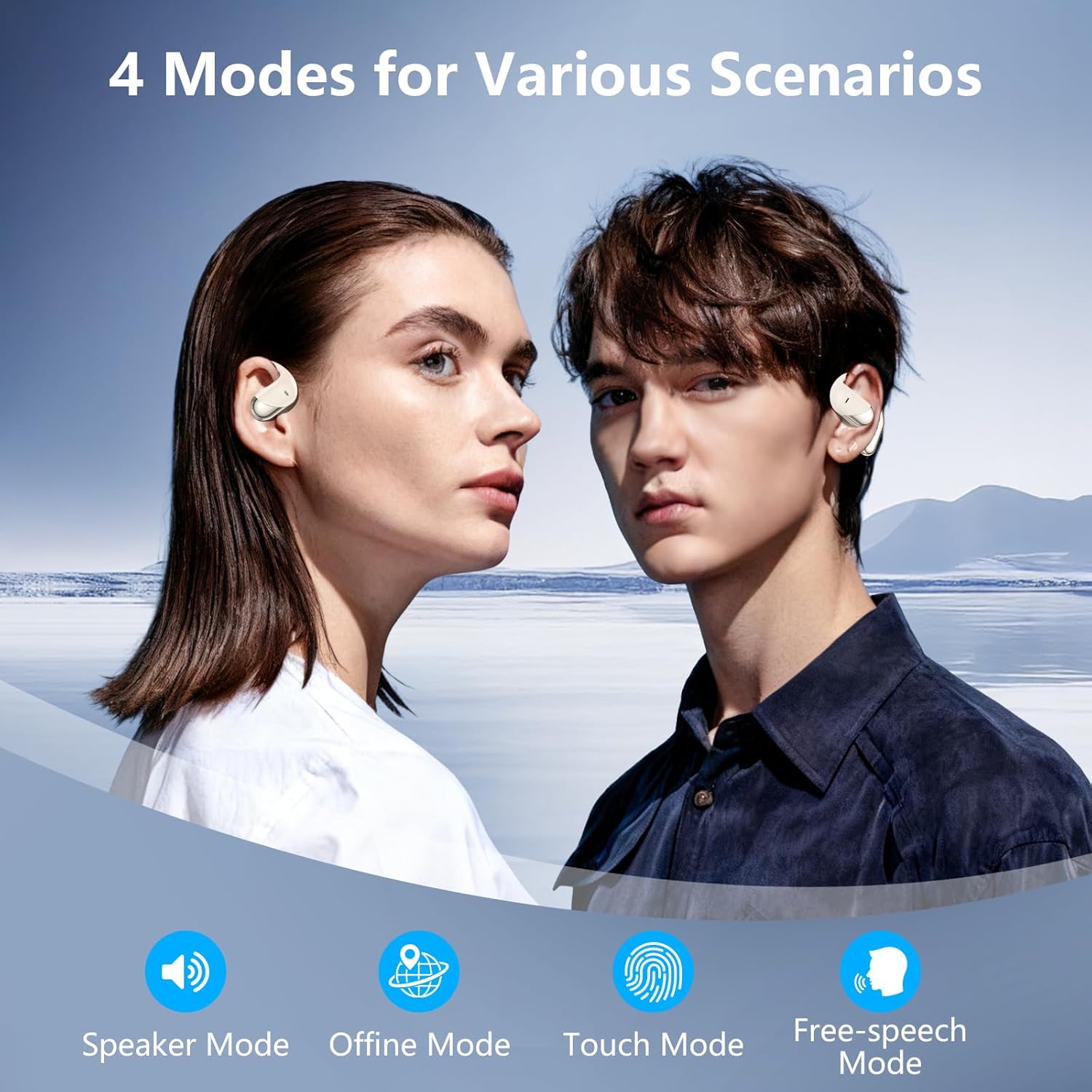 Open Ear Clip Wireless Earbuds Bone Conduction Headphones, Bluetooth 5.4, Open Ear Design, Built-in Mic, IPX7 Waterproof, LED Display Charging Case,Ear Hooks Ear Buds for Fitness/Travel/Gym/Running - Image 6