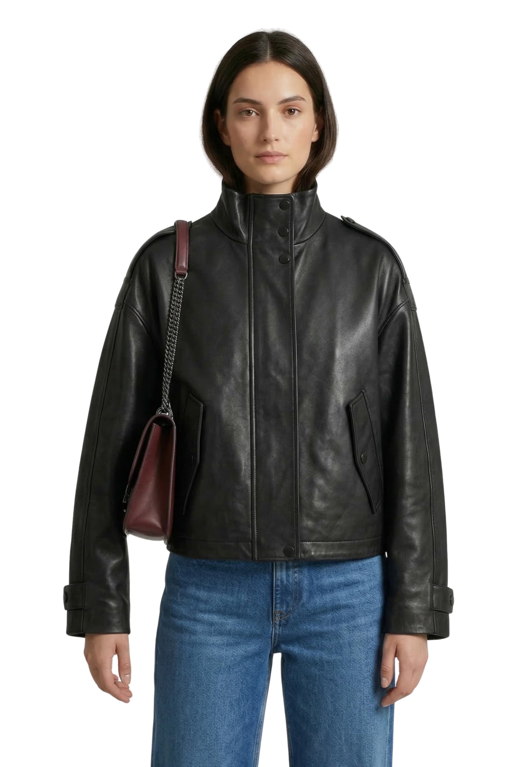 RICANO Damen Lederjacke DEBORA – Oversized Eleganz mit markantem Umlegekragen