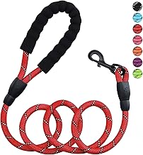 Petology Dog Leash 5FT Long, ½ Inch Thick Reflective Heavy Duty Rope with Anti-Slip Padded Handle for Small & Medium Dogs (Red, 5 Feet - Small & Medium Dogs)