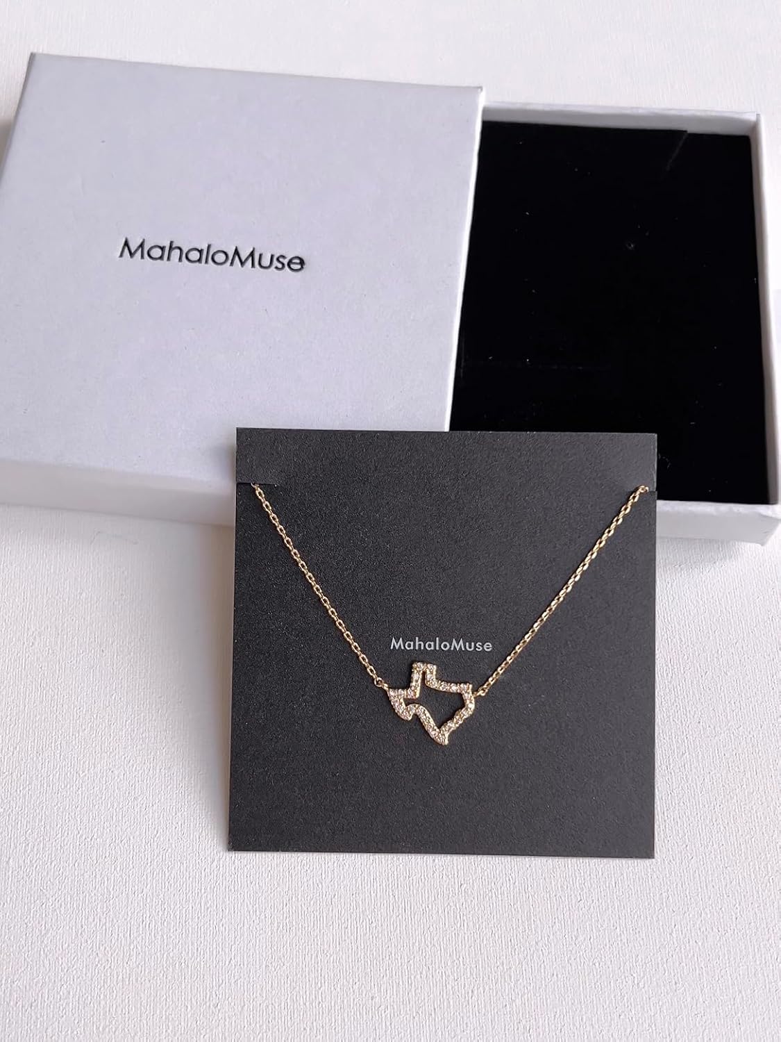 Texas State Necklace 14K Gold-Dipped Pendant Texas Map Outline Holloow CZ Cubic Zirconia Pendant Charm Necklace Texas Necklace For Women