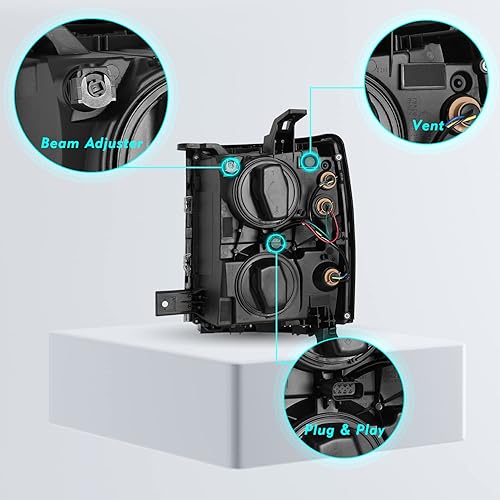 Miniatura 3 de TUSDAR Se adapta a camionetas Chevy Silverado 1500 2014 2015 estilo halógeno OE faros delanteros de repuesto para faros delanteros de fábrica, faros