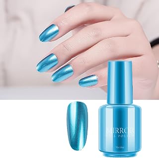 Mirror Nail Varnish Metal Nail Polish, Quick Drying Metallic Effect Nail Art Polish, Mirror Effect Nail Varnish 60S Quick Drying, Long Lasting & Chip Resistant, Chrome Nail Polish for Home Use (Blue)