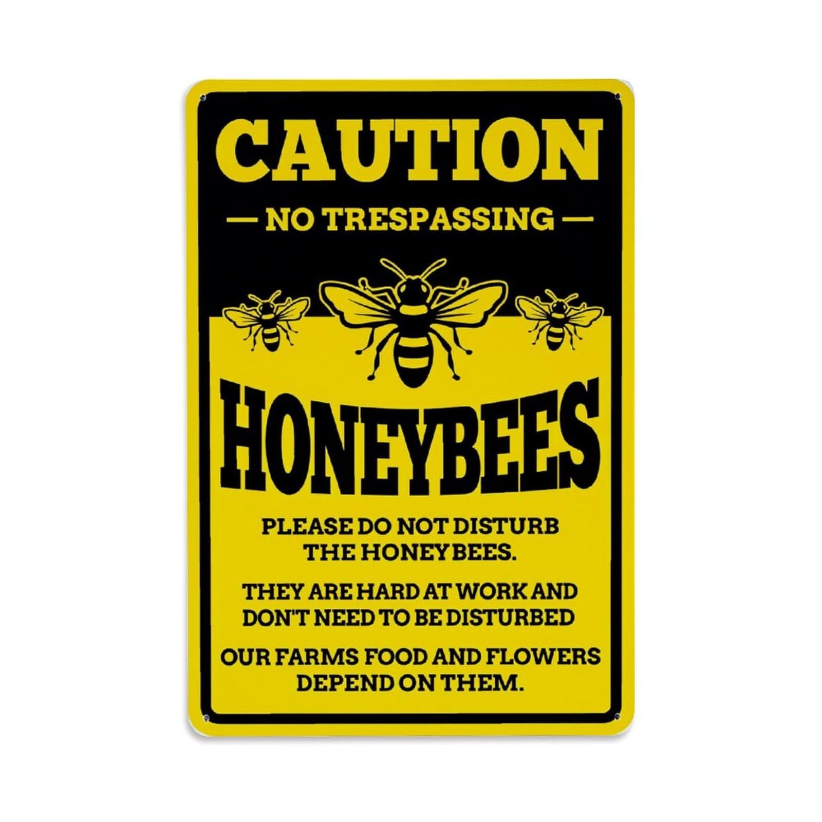 Enderetf Vintage Caution No Trespassing Honeybees Please Do Not Disturb Tin Sign Metal Poster, Home Bar Garage Man Cave Cafe Indoor & Outdoor Wall Decoration 8X12inches