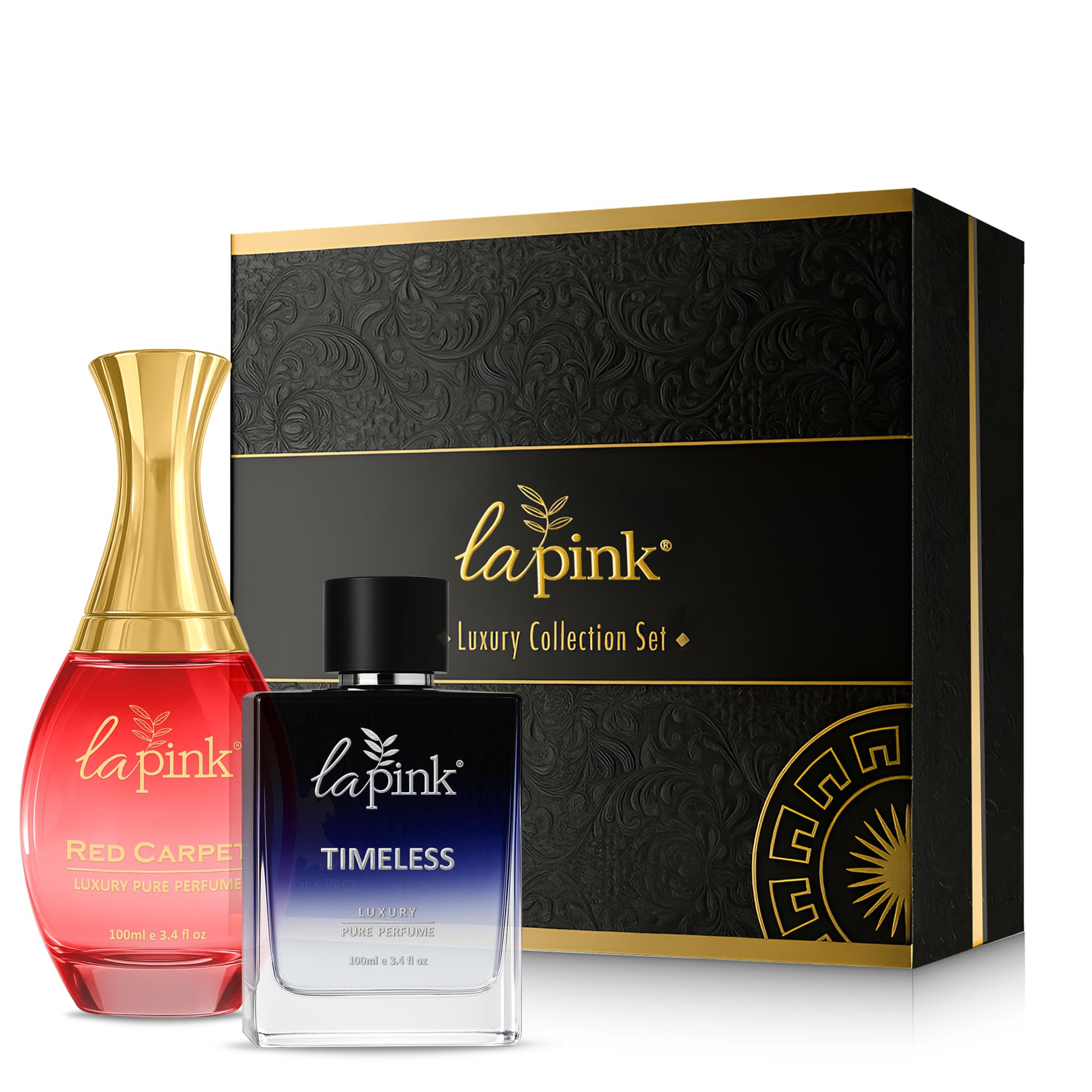 La Pink Red Carpet & Timeless Pure Perfume Gift Set | Premium Fragrance Gift for Him & Her | Luxury Long Lasting Scent with loral, Amber & Woody Notes | Ideal Gift for Special Occasions | 100ml each-image-6