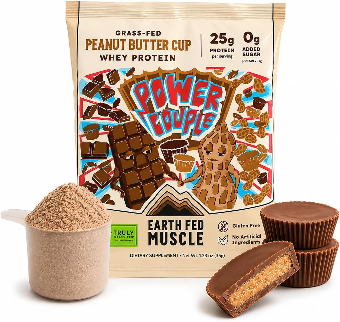 Earth Fed Muscle Power Couple Irish Grass Fed Whey Protein Isolate – Peanut Butter Cup