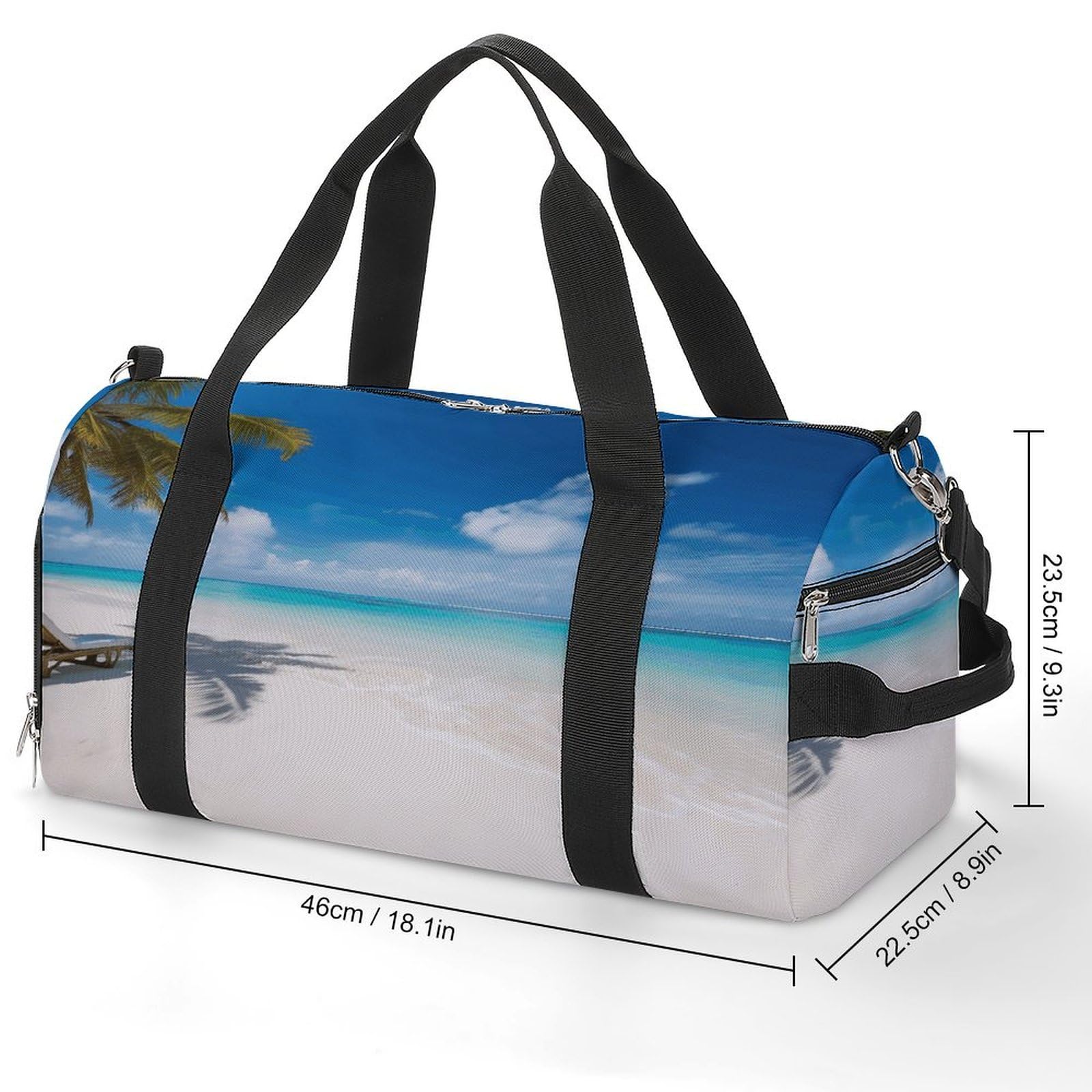 Turnbeutel für Damen und Herren, weißer Strand, tropisches Meer, wiederverwendbar, Turnbeutel mit Schuhfach, Stil, Einheitsgröße, modern, Stil:, Einheitsgröße, Modern