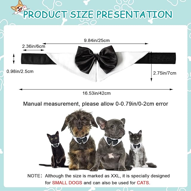 Foto 2 de 7 de HACRAHO Pajarita de esmoquin para perro, 1 paquete de corbata formal de algodón suave blanco para cachorros