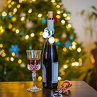 Vista 2 de LUOZZY 18 mini bufanda de muñeca de Papá Noel, bufanda de punto para botella de vino, suministros de fiesta de Navidad (verde blanco, 0.4 x 9.1 in)