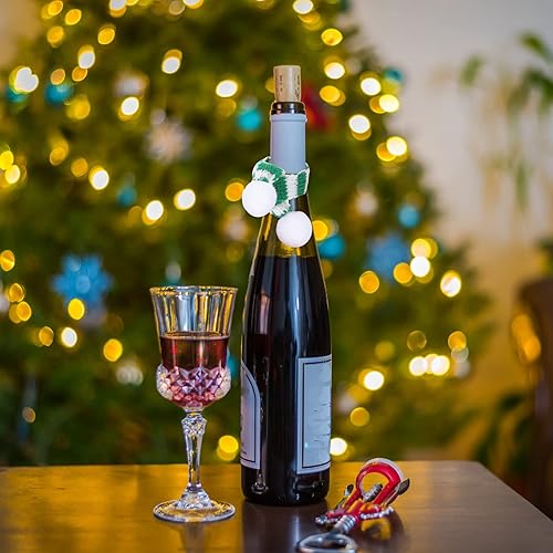 Miniatura 2 de LUOZZY 18 mini bufanda de muñeca de Papá Noel, bufanda de punto para botella de vino, suministros de fiesta de Navidad (verde blanco, 0.4 x 9.1 in)