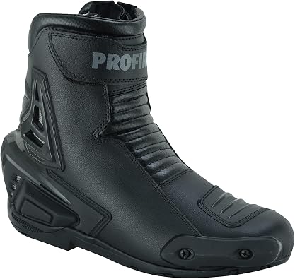 PROFIRST Motorcycle Riding Boots for Men Genuine Leather Rubber Sole Sport Bikes Ankle Protective Motorcycle Shoes with Zipper TPO Protection Short Ankle
