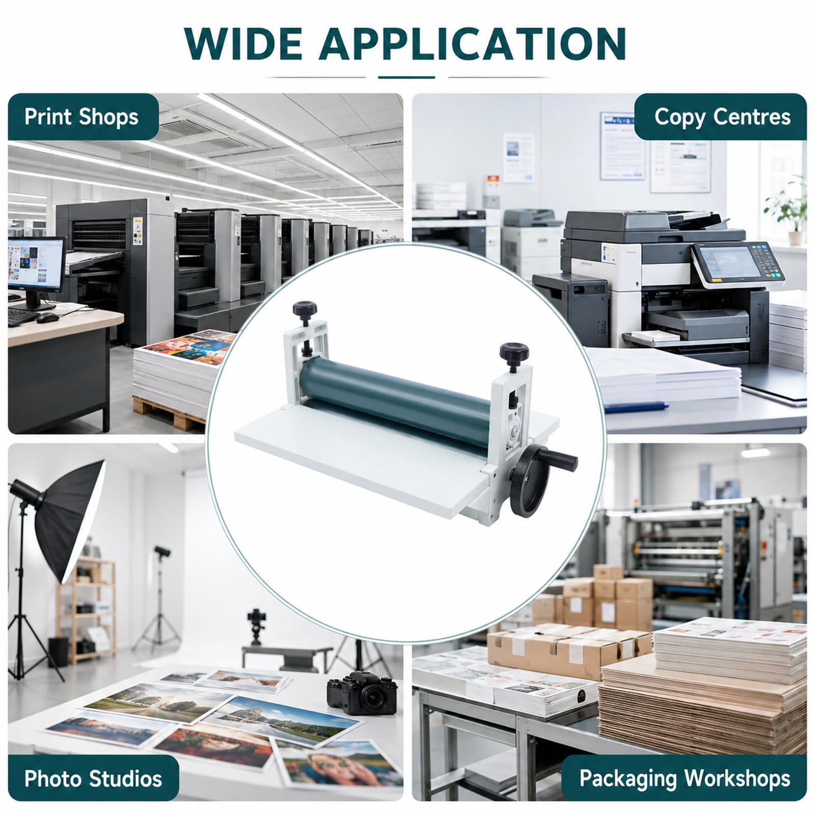Plastificatrice a Freddo, Laminatore Manuale 350 mm con Telaio Pieghevole
