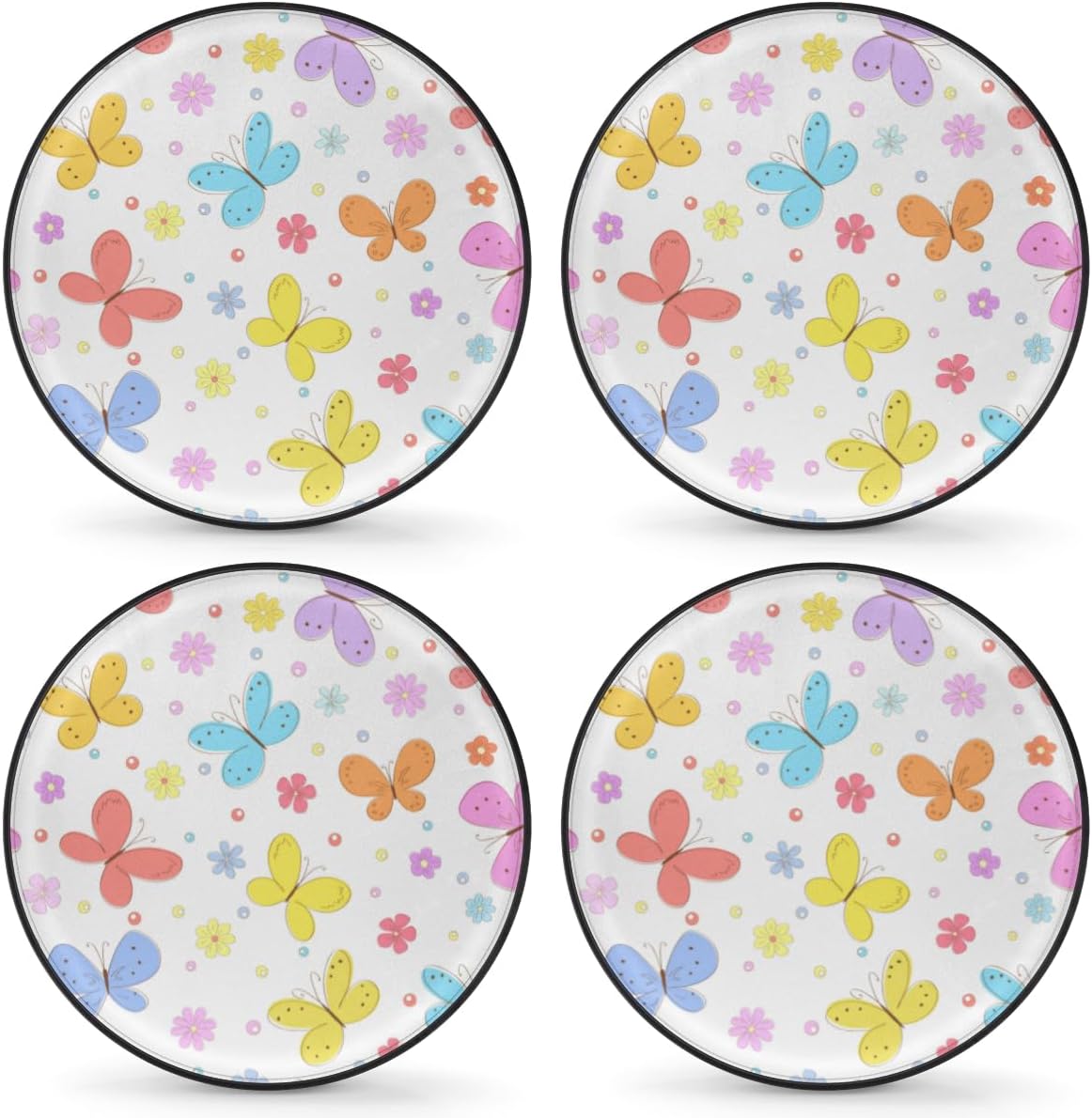 Cartoon Butterfly Tire Covers Portable Spare Tire Cover Soft Durable Waterproof Dustproof Set of 4 Bags 14 Inches for Car Truck SUV Trailer Camper