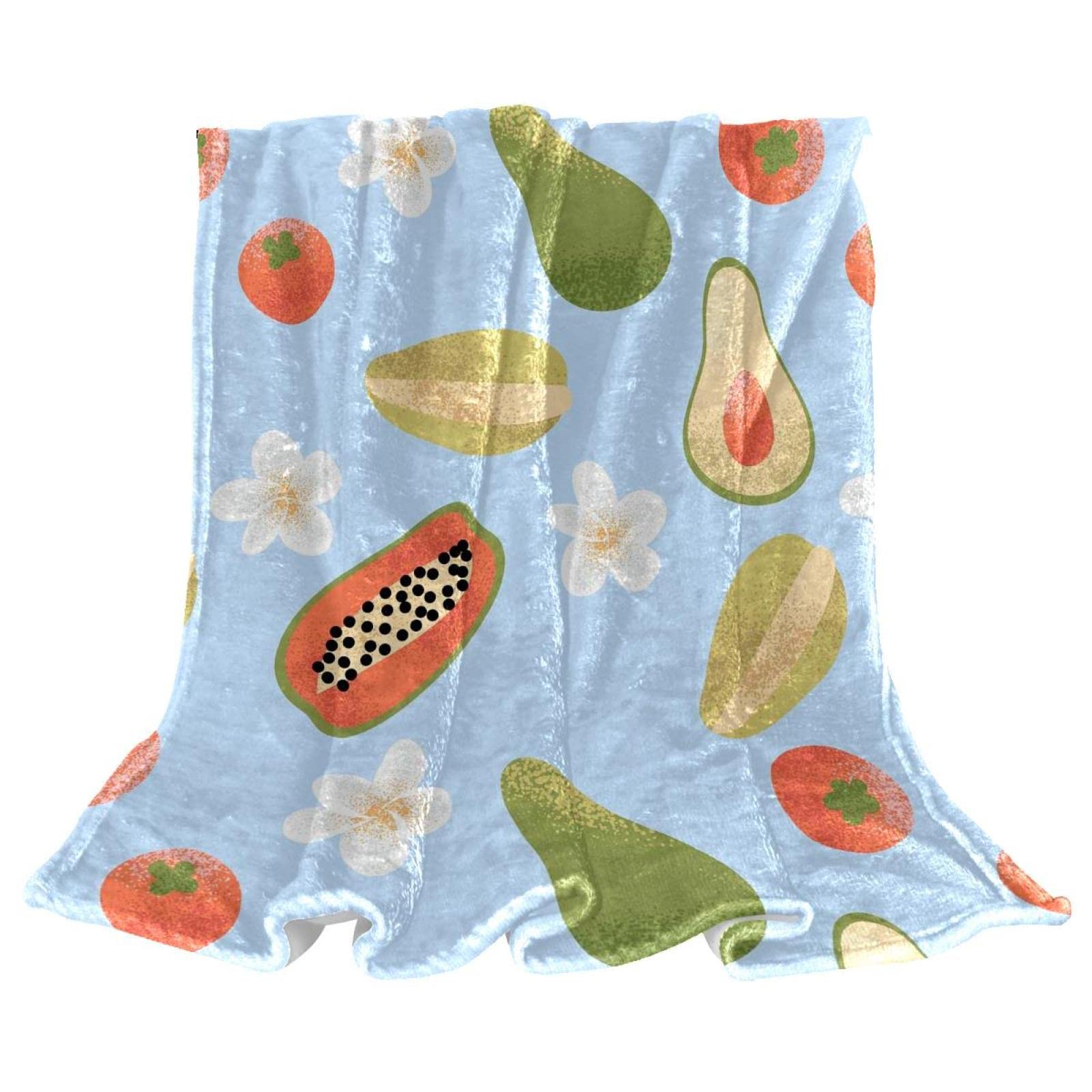 Plaid canapé polaire fruits tropicaux pour une ambiance cocooning et exotique au salon